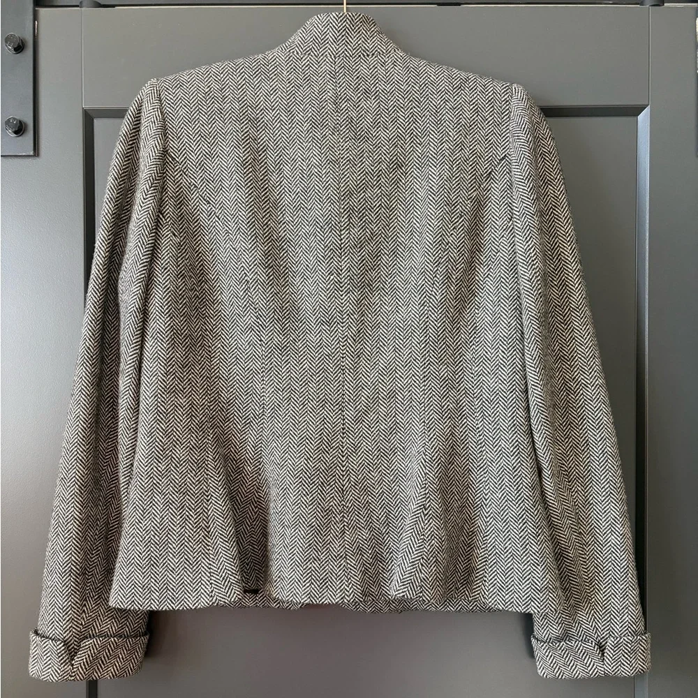 Chaps Women's Herringbone Blazer with Gold Buttons, Military Inspired - Picture 4 of 5